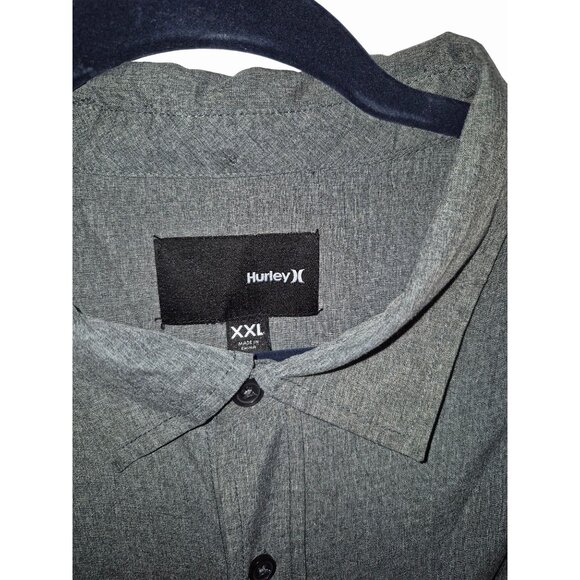 Hurley Mens Gray Short Sleeve Button-Up Shirt XXL Cotton Blend - Picture 6 of 10